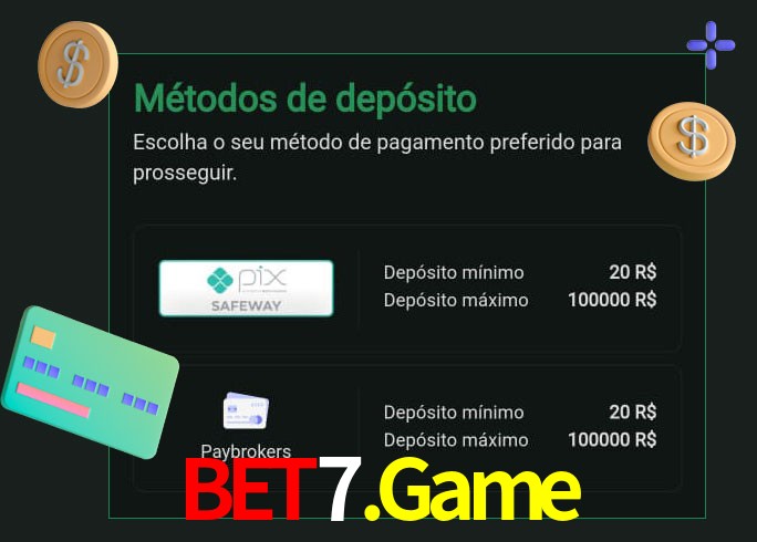 O cassino Bet7.Game oferece uma grande variedade de métodos de pagamento
